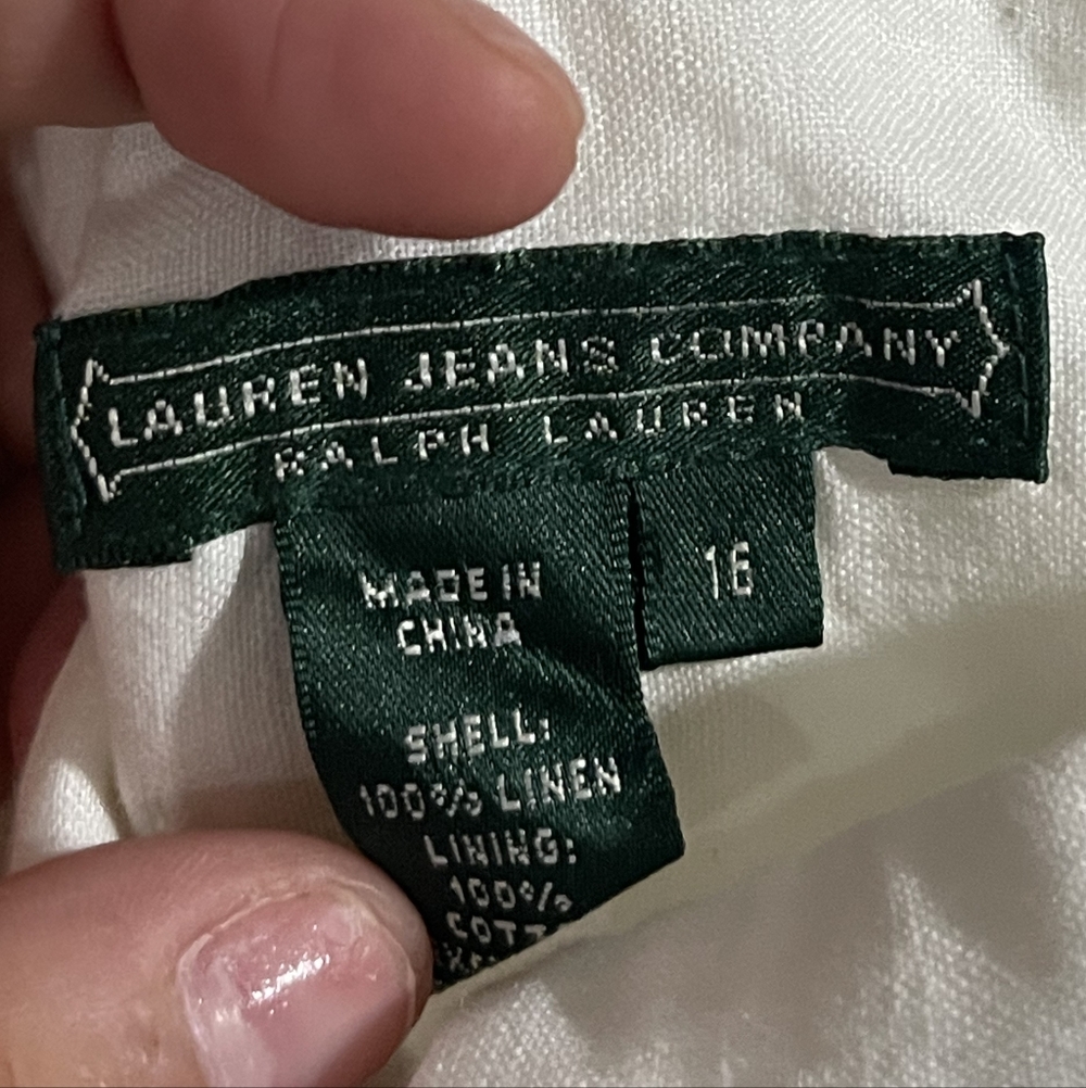 NWT Lauren Jeans Company Ralph Lauren Vintage Y2K Womens White‎ Linen Midi Skirt - Picture 5 of 5